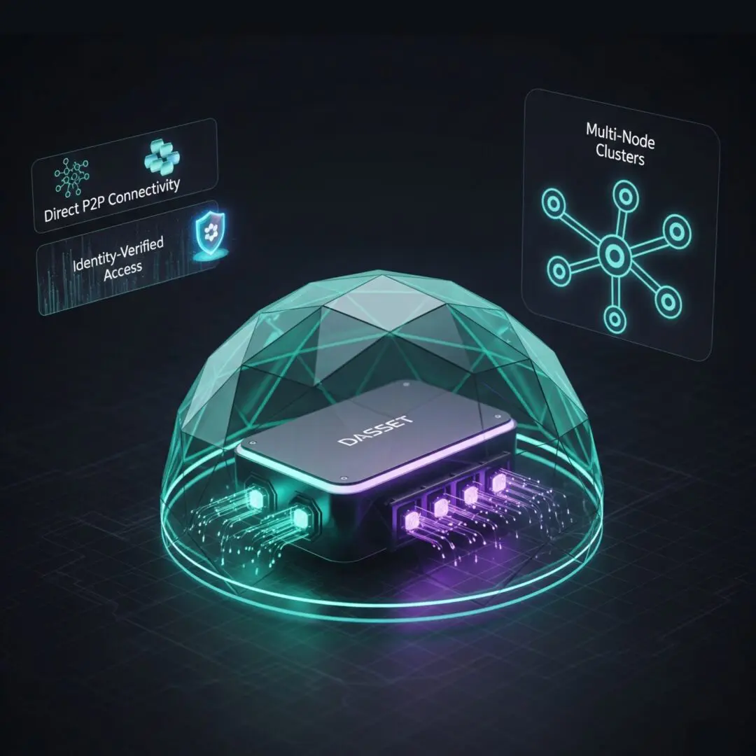 Protected network hub under holographic security dome